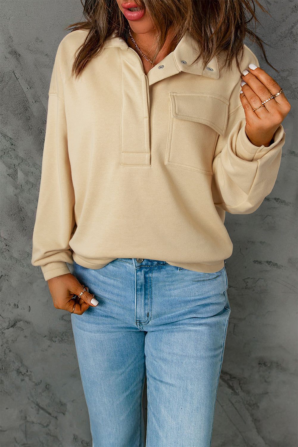 Half Snap Long Sleeve Sweatshirt – Wicked Ranch Boutique
