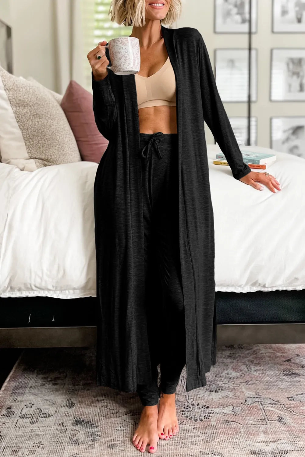 Long Sleeve Cardigan and Pants Lounge Set