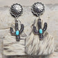 Turquoise Decor Cactus Alloy Earrings