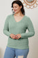 Ribbed V-Neck Long Sleeve Tee