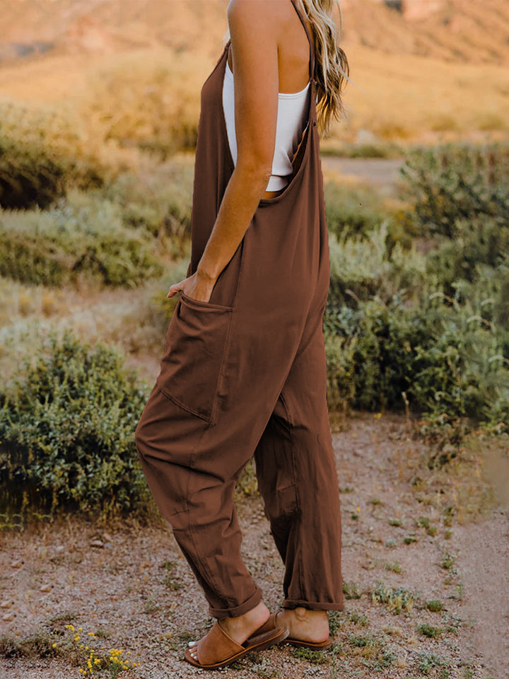 V-Neck Pocketed Jumpsuit