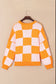 Checkered Exposed Seam Drooped Shoulder Sweater