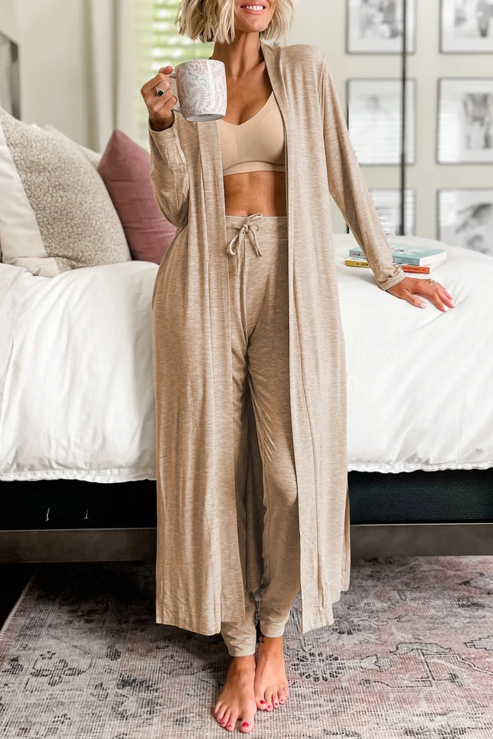 Long Sleeve Cardigan and Pants Lounge Set