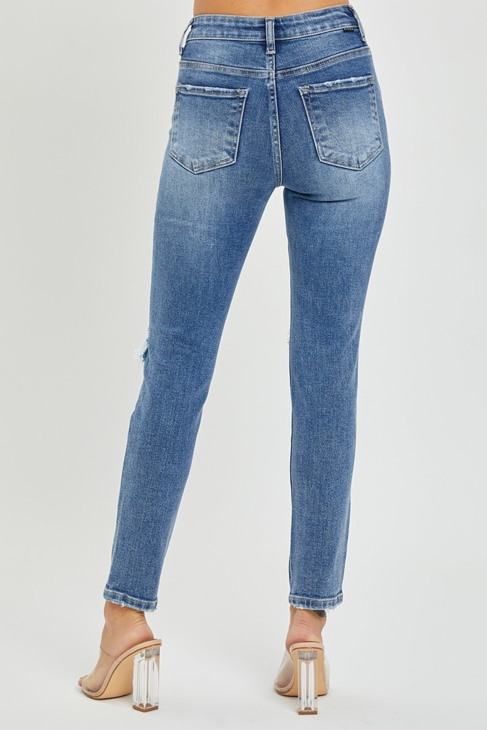 Full Size High Rise Knee Distressed Skinny Jeans