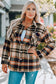 Plaid Button Front Shirt Jacket Pockets