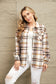 Plaid Button Front Shirt Jacket Pockets