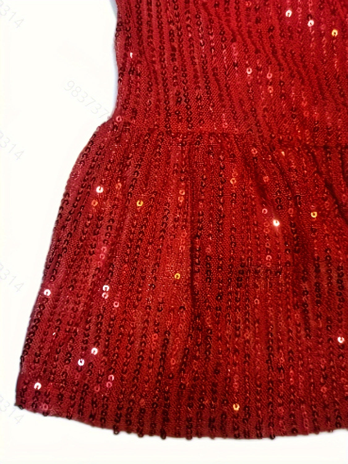 Sequin Round Neck Half Sleeve Mini Dress