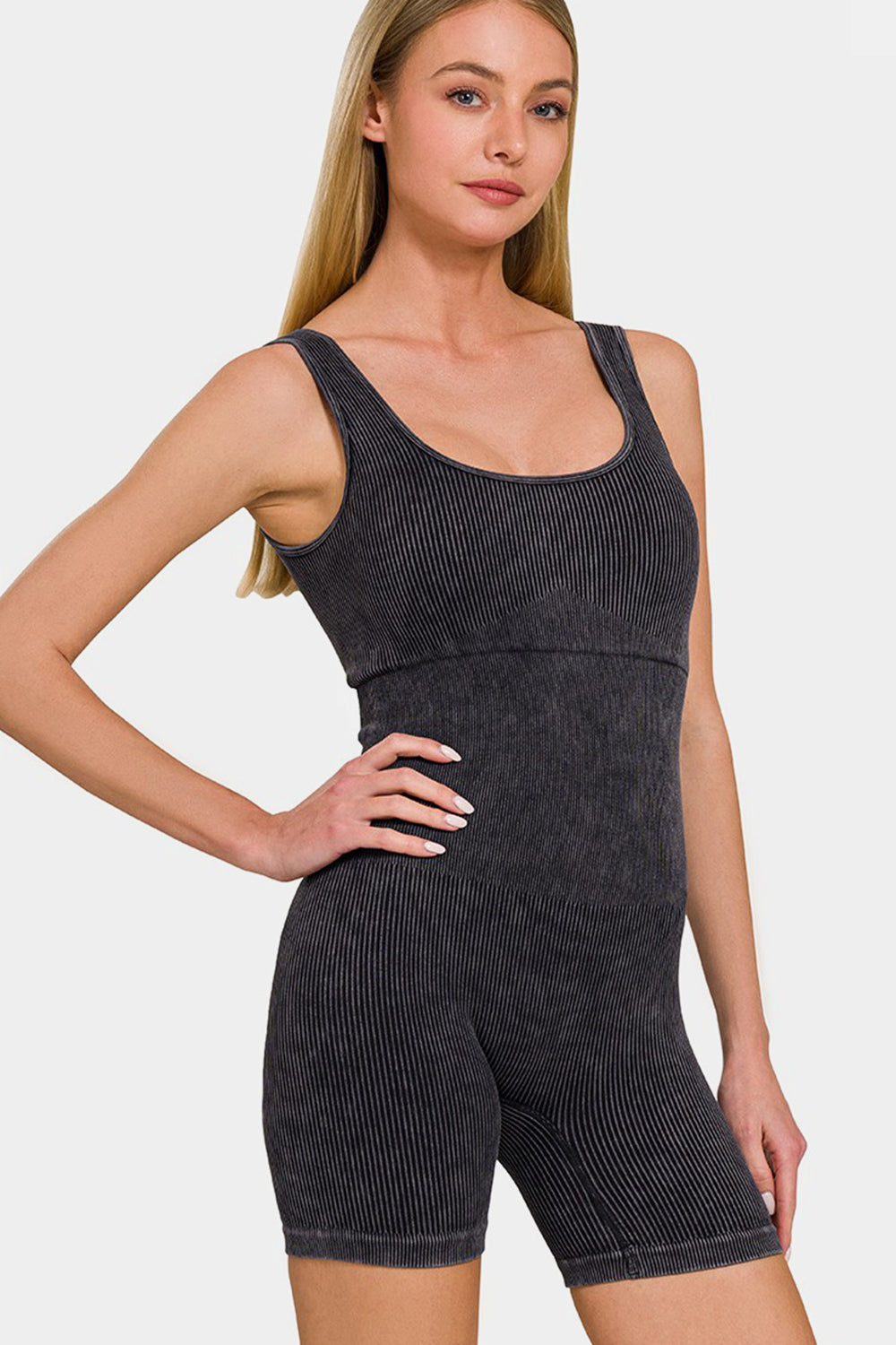 Ribbed Romper with Pad