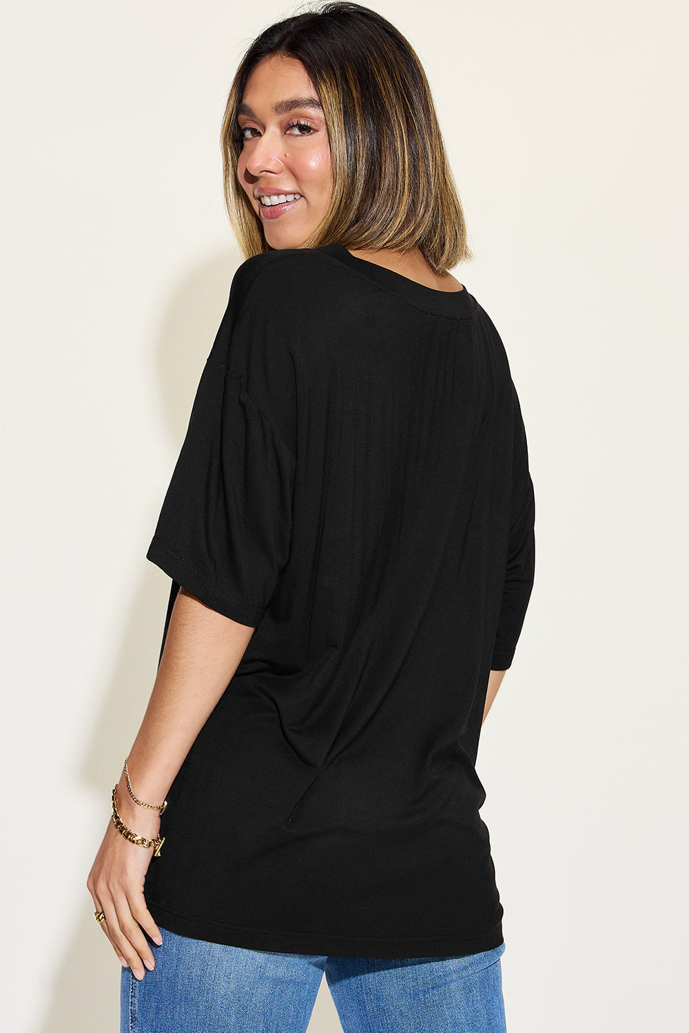 Bamboo V-Neck Drop Shoulder Tee