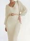 Tied Long Sleeve Wrap Sweater Dress