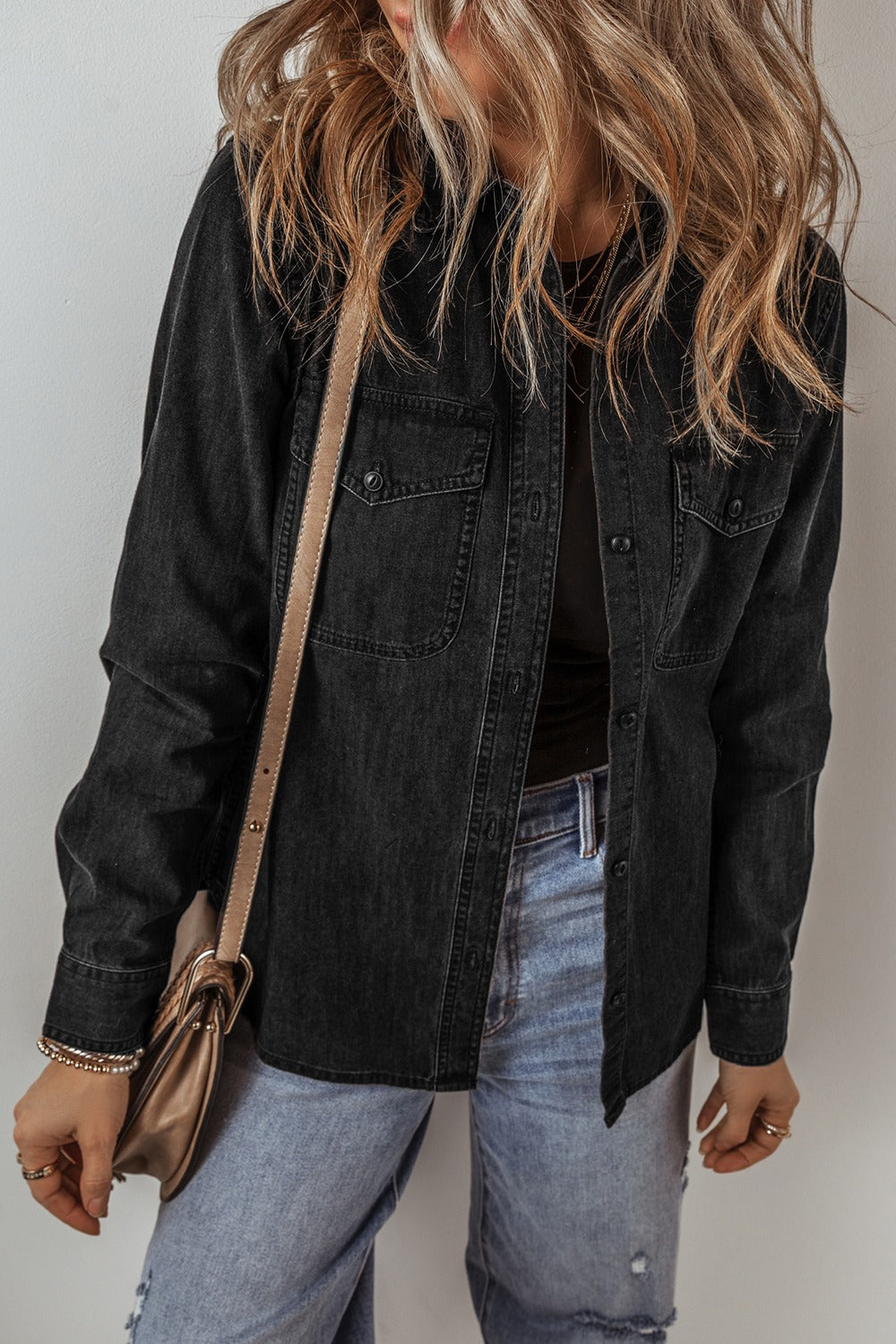 Button Up Long Sleeve Denim Jacket