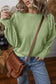 Eyelet Round Neck Long Sleeve Sweatshirt