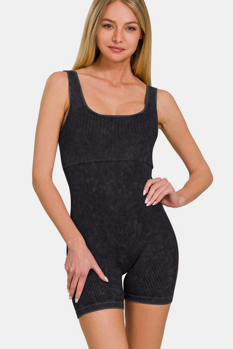 Ribbed Romper with Pad