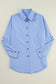 Pocketed Striped Collared Neck Long Sleeve Shirt