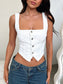 Smocked Square Neck Denim VEST TOP