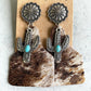 Turquoise Decor Cactus Alloy Earrings