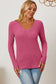 Ribbed V-Neck Long Sleeve Tee