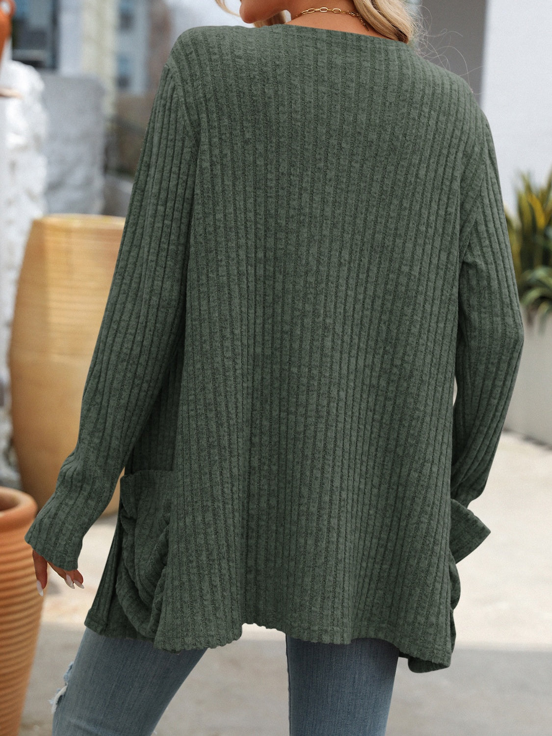 Long Sleeve Ribbed Cardigan