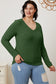 Ribbed V-Neck Long Sleeve Tee